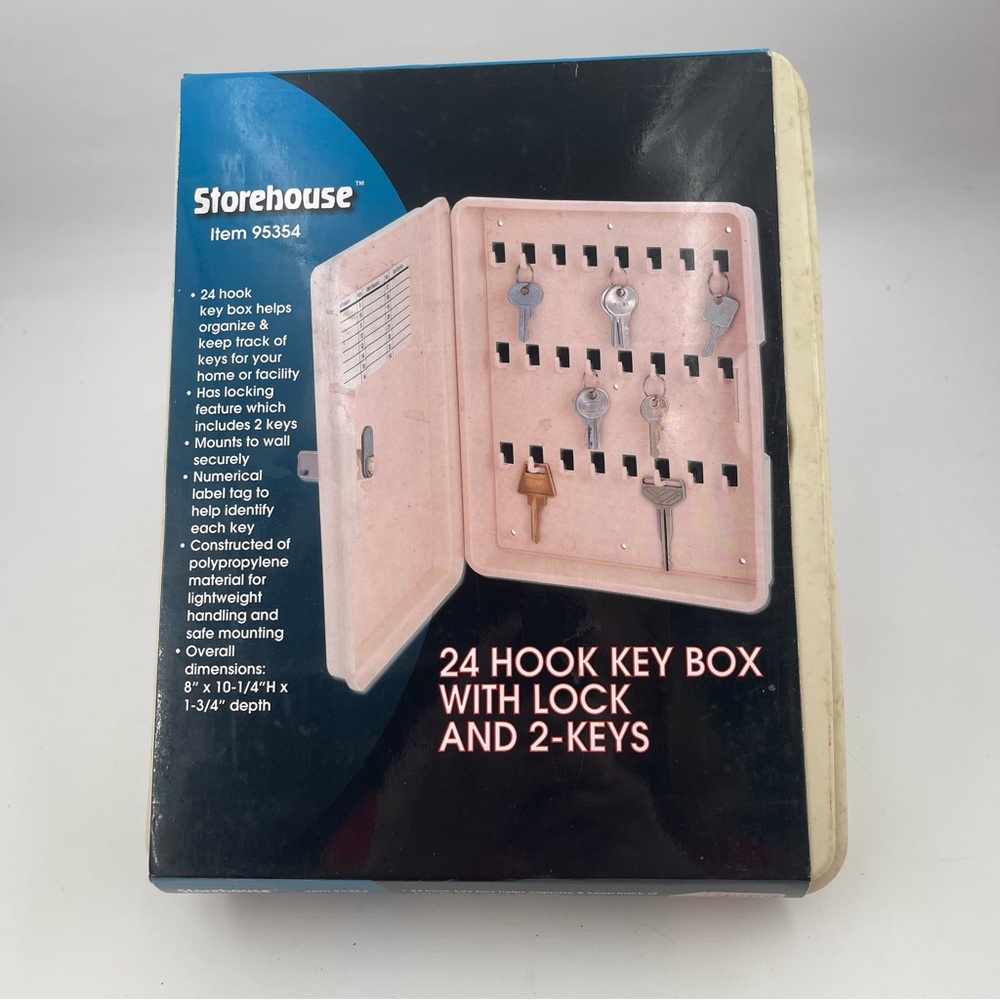 Storehouse Mountable 24-Hook Lockable Secure Cream Key Box Holder Organizer
